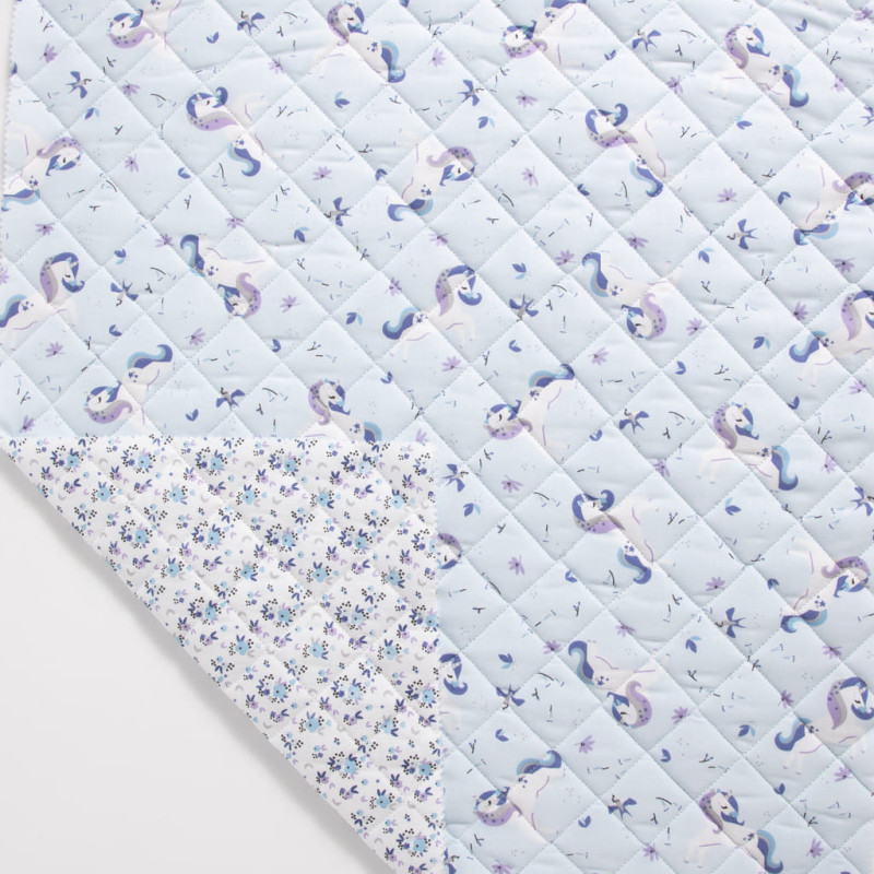 Algodón acolchado estampado INGELA / FLEDI Cielo / Blanco